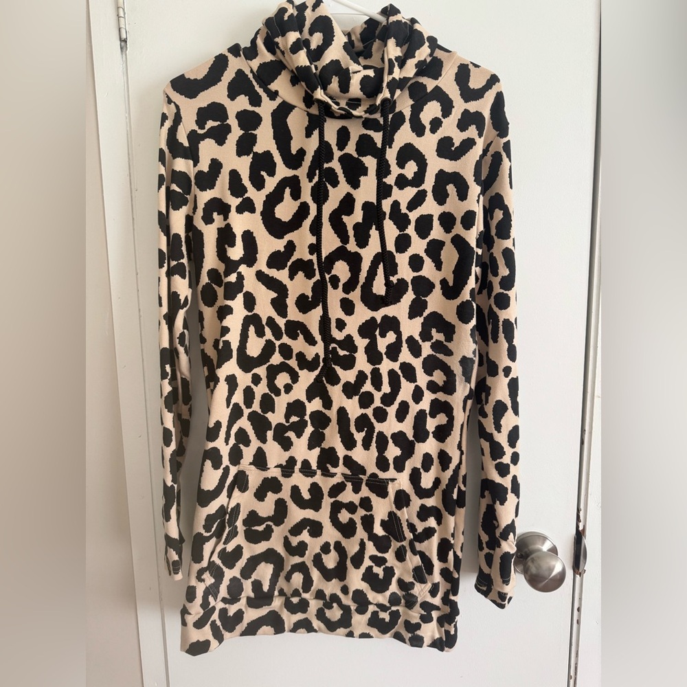 Leopard Print Cowl Neck Sweatshirt